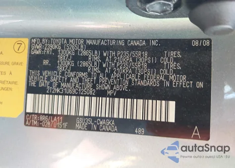 2009 Lexus Rx 350 z USA, uszkodzony, nr VIN 2T2HK31U69C125082